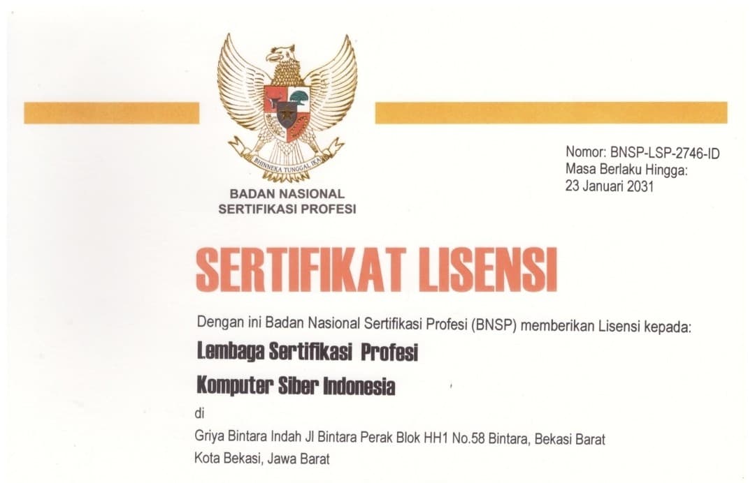 LSP Komputer Siber Indonesia License